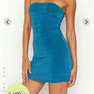 Bethina Blue Bandeau Mini Dress - Beginning Boutique